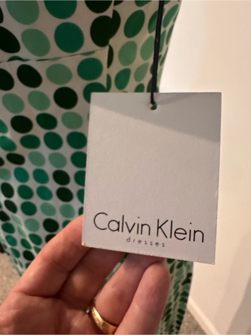 Calvin Klein Green Polka Dot Midi Sheath Dress- New with Tags - Picture 4 of 7